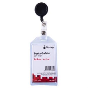 porta gafete plastico flexible vertical nextep 6x9cm con yoyo c/12
