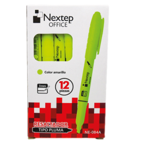 marcador nextep resaltador tipo pluma punta cincel color amarillo c/12 pzas