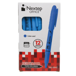 marcador nextep resaltador tipo pluma punta cincel color azul c/12 pzas