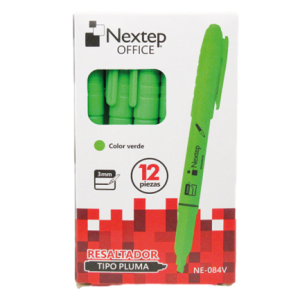 marcador nextep resaltador tipo pluma punta cincel color verde c/12 pzas