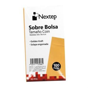 sobre bolsa económico nextep tamaño coin 5 solapa engomada paquete c/100