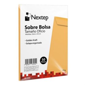 sobre bolsa nextep económico tamaño oficio solapa engomada paquete c/50