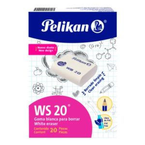 borrador pelikan ws 20 lápiz blanco c/20 pzas
