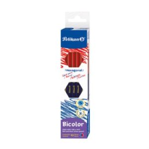lápiz bicolor pelikan hexagonal rojo azul c/10 pzas