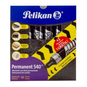 marcador pelikan permanente 540 color negro c/10 pzas