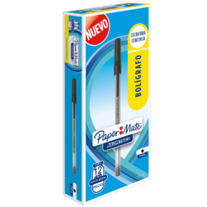 bolígrafo papermate kilometrico económico color negro c/12 pzas