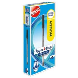 bolígrafo papermate kilométrico económico punto fino 0.7mm color negro caja c/12 pzas