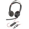 poly auriculares estéreo blackwire 5220 + conector de 3.5 mm + adaptador usb c/a