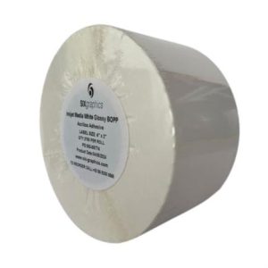 papel six graphics bopp blanco brillante adhesivo acrilico respaldo 4 x 2" core 3 2870 etiquetas por rollo