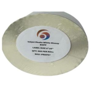 papel six graphics bopp blanco brillante adhesivo acrilico respaldo 4 x 6" core 3 960 etiquetas