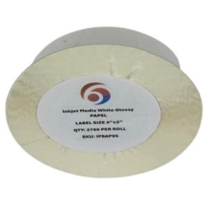 papel six graphics blanco brillante adhesivo acrilico respaldo 4x2" core 3 2780 etiquetas por rollo