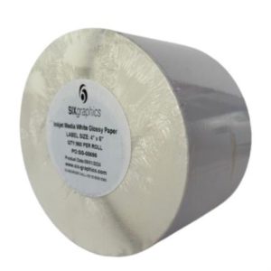 papel six graphics blanco brillante adhesivo acrilico respaldo 4x6" core 3 960 etiquetas por rollo