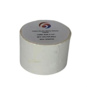 papel six graphics blanco brillante adhesivo acrilico respaldo 4x4" core 1 380 etiquetas por rollo