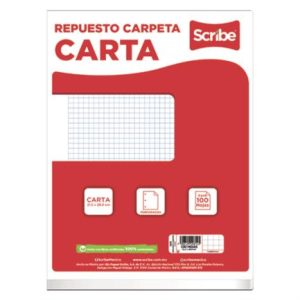 paquete de hojas scribe carta cuadro chico c/5 100 hojas