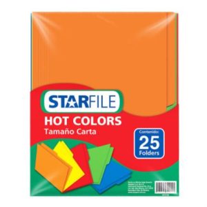 folder starfile hot colors carta arcoíris c/25 pzas