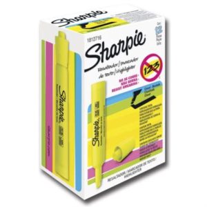 resaltador sharpie color amarillo c/12 pzas