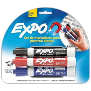 marcador para pizarrón expo colores surtidos con 3 piezas + borrador magnetico