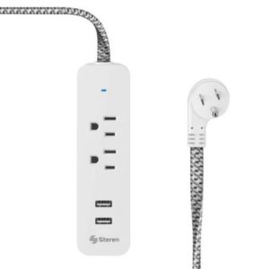 multicontacto de 2 salidas steren horizontales y doble cargador usb