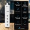barra steren multicontacto wi fi de 4 salidas horizontales y triple cargador usb color blanco