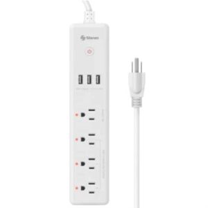 barra steren multicontacto wi fi de 4 salidas horizontales y triple cargador usb color blanco