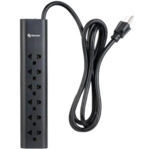 barra multicontactos steren 1.7m 15a 6 contactos americanas/europeas 70j color negro