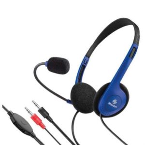 audífonos steren para computadora 1.8m micrófono integrado color negro con azul
