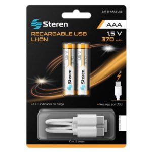 baterias recargables steren usb li ion aaa 40 2 pzas