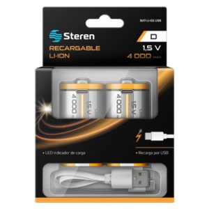 bateria recargable steren tipo li ion tipo d 4000mah
