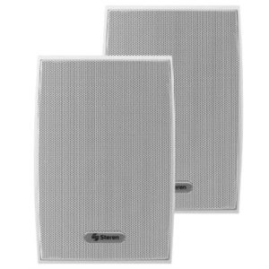 juego de bafles steren de 2 vías 600w pmpo tipo satelital uso interno/externo/intemperie color blanco
