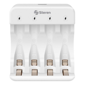cargador de pilas steren aa y aaa con 4 pilas a