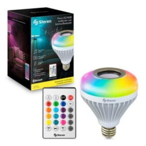 foco steren led rgb decorativo con bocina bluetooth 6 w