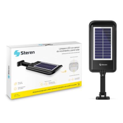 lámpara led steren sensor de movimiento panel solar batería recargable color negro lámpara led steren sensor de movimiento panel solar batería recargable color negro