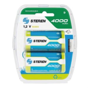 pilas recargables steren "d" nimh 4000 mah paquete c/2