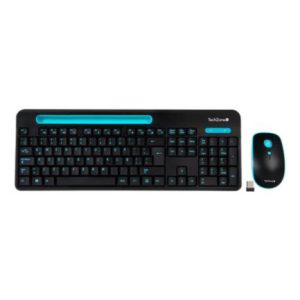 kit teclado y mouse techzone inalámbrico 105 teclas+espacio tablet/smartphone 1600dpi 3 botones win/mac color negro azul