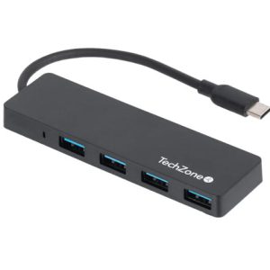 hub techzone 3.0 hub 4en1 super ligero conexion tipo c 4puertos usb 3.0 vel de transferecnia de datos 480mbs