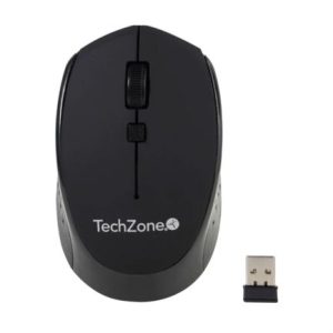 mouse inalambrico techzone optico 800 a 1600dpi ajustable 3 botones ambidiestro win/mac color negro