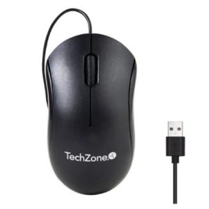 mouse alámbrico techzone 1000 dpi 3 botones 1.35m conexion usb color negro