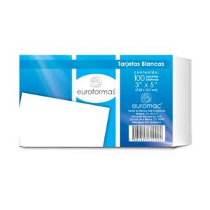 tarjeta euroformas bibliografica blanca 3x5 c/100