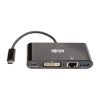 adaptador multipuerto tripp lite usb c/dvi/usb a/gbe carga pd color negro
