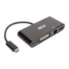 adaptador multipuerto tripp lite usb c/dvi/usb a/gbe carga pd color negro