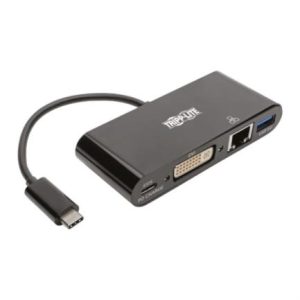 adaptador multipuerto tripp lite usb c/dvi/usb a/gbe carga pd color negro