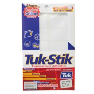 etiquetas adhesivas tuk a 20 auto adheribles color blanco c/20 hojas