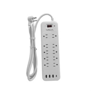 supresor de picos vica usb 9p con 10 tomas 3 puertos usb y 1 toma tipo c