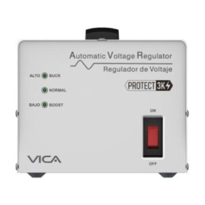 regulador vica protect 3k 3000va/1800w 4 contactos para línea blanca impresión led indicadores 3 años garantía