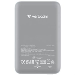 cargador verbatim charge and go power bank carga inalámbrica 10000mah magnetica color gris