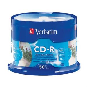 disco verbatim cd r 52x 80min 700mb imprimible plata c/50