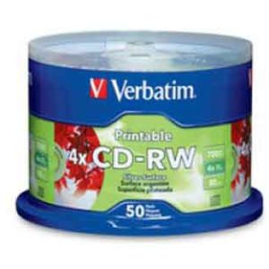 disco verbatim cd rw 4x plateado imprimible