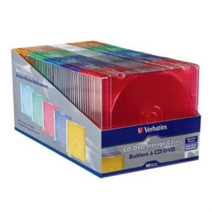 cajas delgadas verbatim almacenamiento para cd/dvd 5 colores