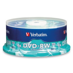 dvd rw verbatim 4.7gb 4x 120 minutos w/tray spindle c/30
