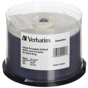 dvd+r verbatim 4.7gb 16x blanco imprimible c/50